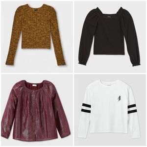 Art Class Girls' 4 Piece Long Sleeve Top Black Red Blouse Size S 6/6X